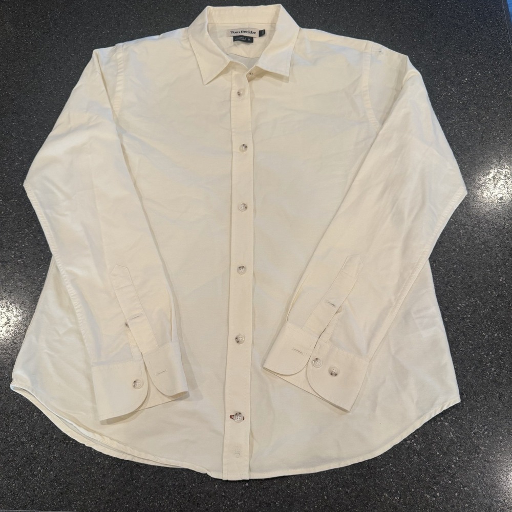 Tom Beckbe White Ivory Men's Button Up Classic Medium